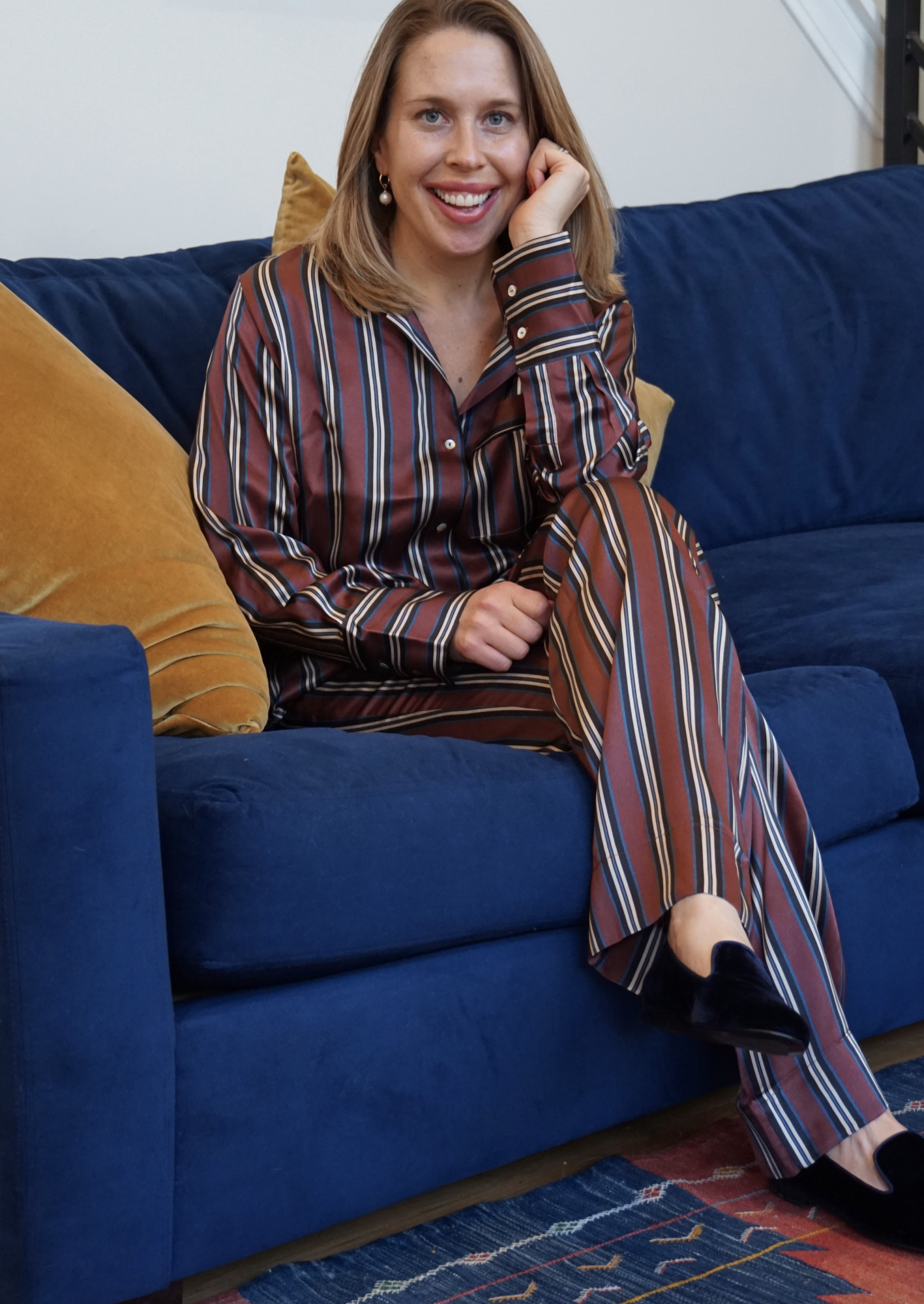 Asceno striped silk pajama set 