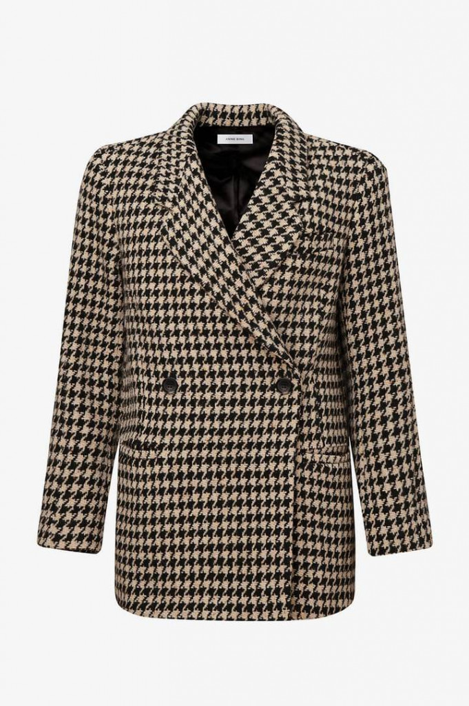 Anine Bing Black Houndstooth Blazer