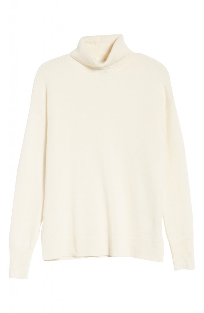 Halogen White Cashmere Turtleneck