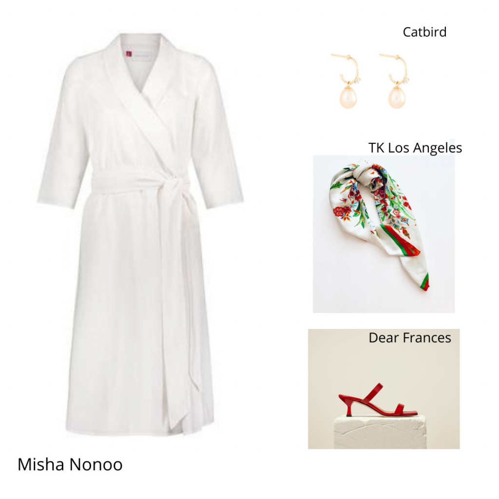 Misha Nonoo Aegean Linen Dress and Dear Frances Rain Sandal