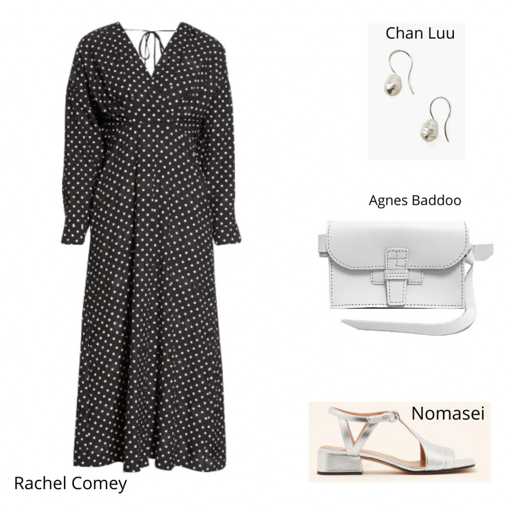 Rachel Comey Renwick Dress and Agnes Baddoo white clutch