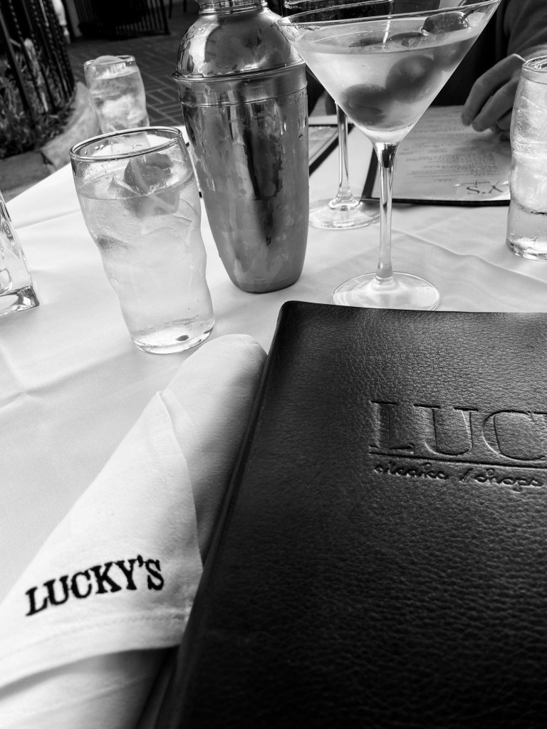 menu and drinks on the table at Luckys Restaurant Montecito for Santa Barbara Travel Guide