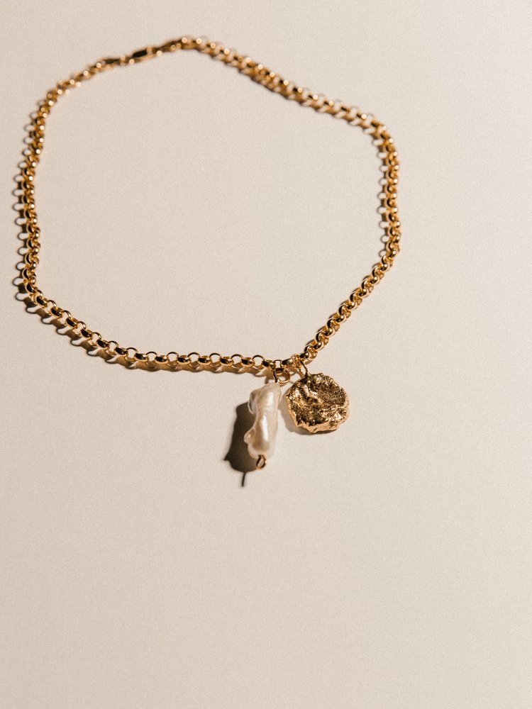 Pamela Card Sacred and Profane Love Necklace in gold for current jewelry obsessions