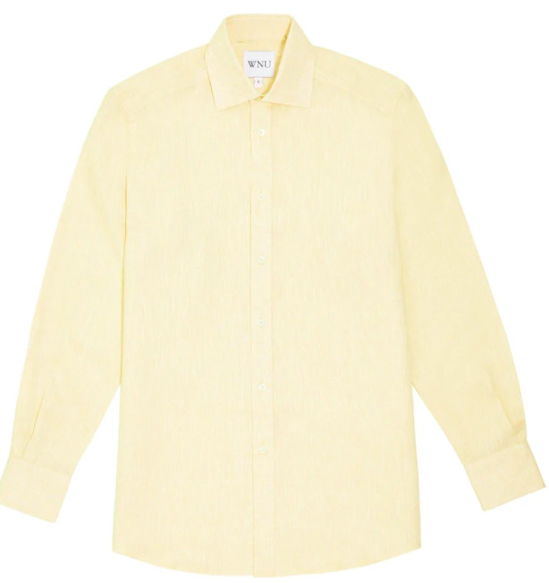 With Nothing Underneath Lemon Yellow Linen Shirt